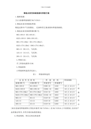 铸造水泵外壳缺陷返修方案样本