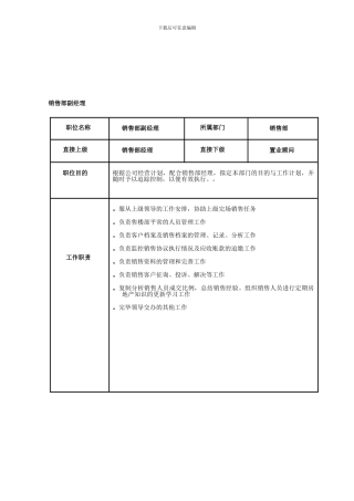 销售部各岗位职责