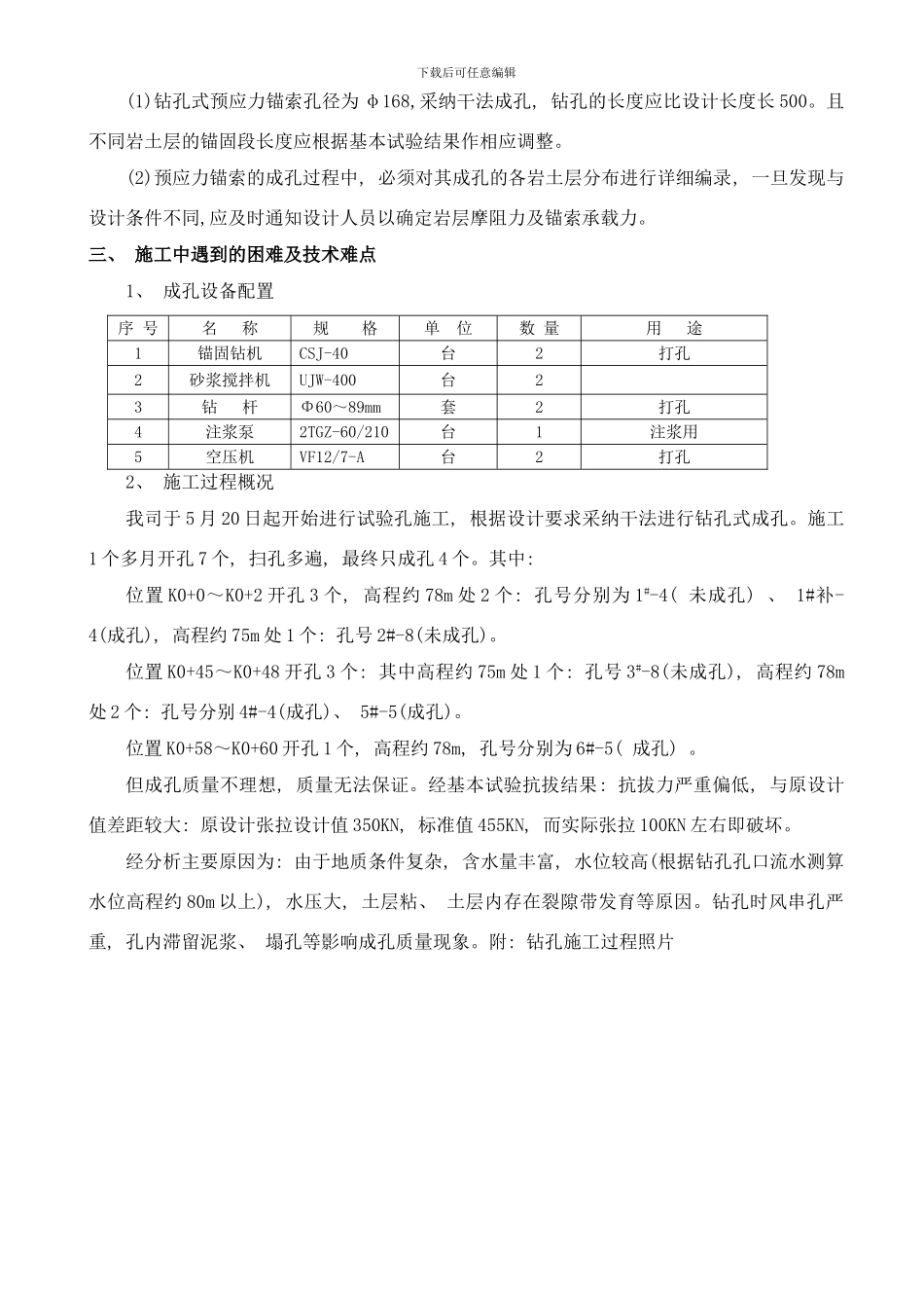 锚固钻机湿法成孔工艺样本_第2页