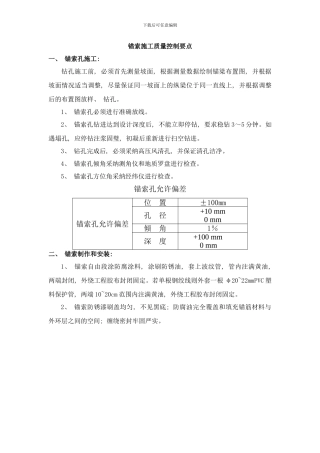 锚索施工控制要点样本