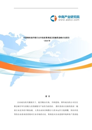 锦纶短纤维市场研究报告样本