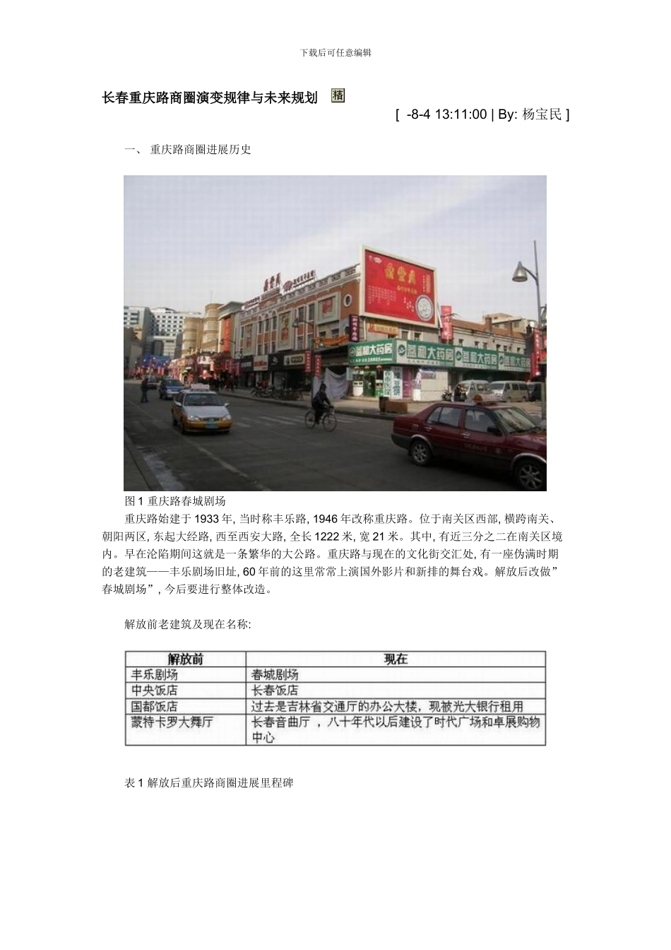 长春重庆路商圈演变规律与未来规划样本_第1页