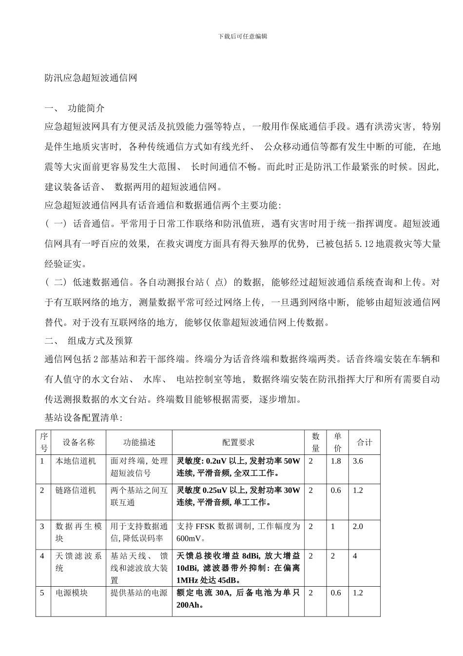 防汛应急超短波网建设方案样本_第1页