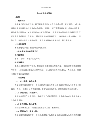 防洪防汛应急预案样本