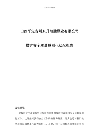 阳胜煤业质量标准化汇报