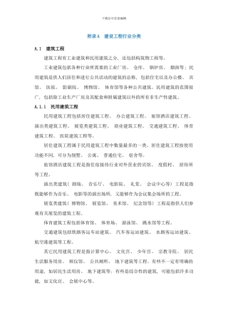 附录A建设工程行业分类样本