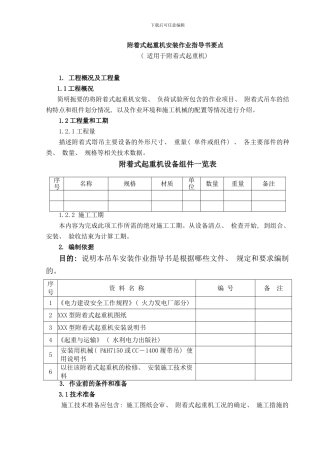 附着式起重机安装作业指导书要点样本