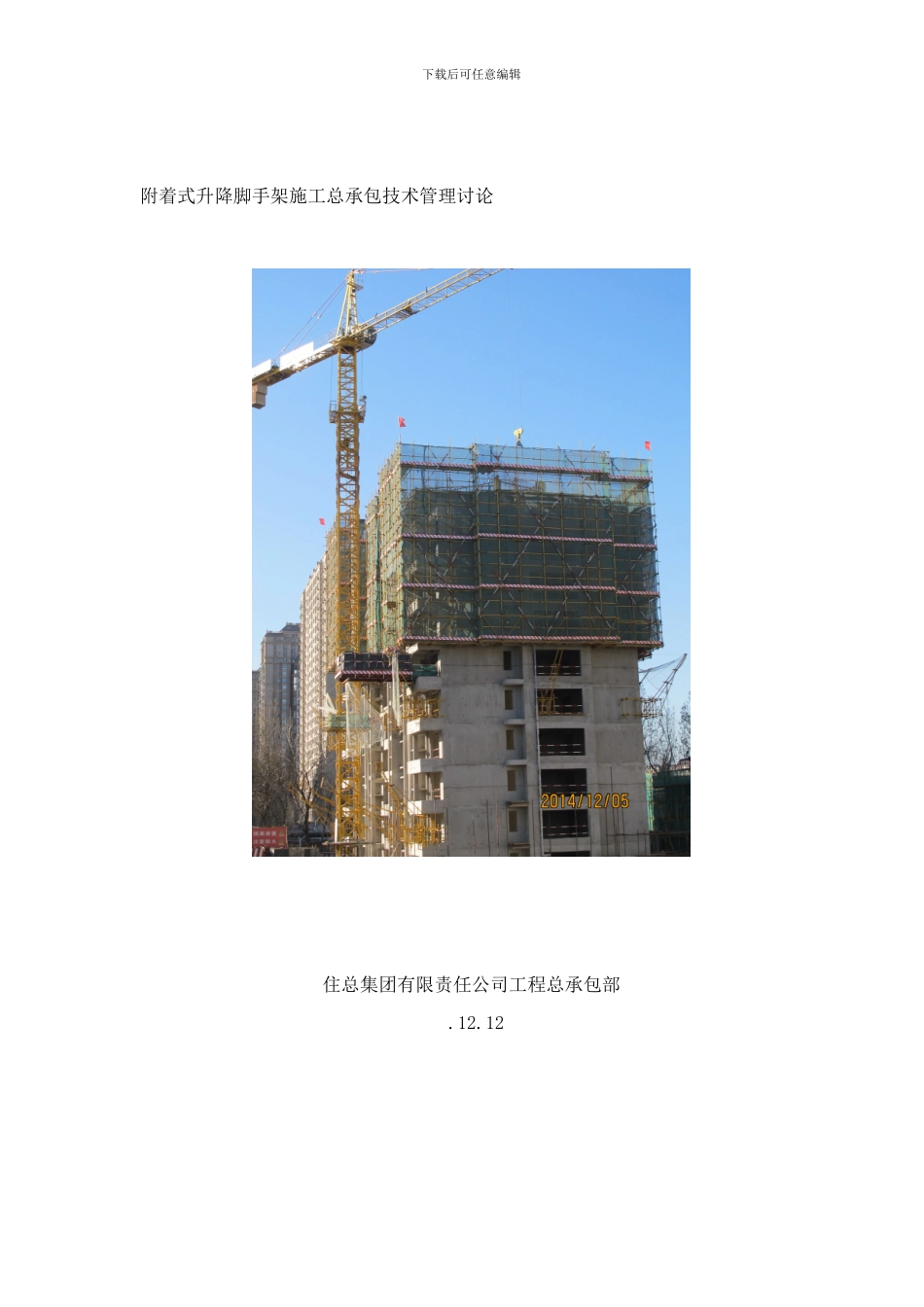 附着式升降脚手架施工总承包技术管理研究样本_第1页