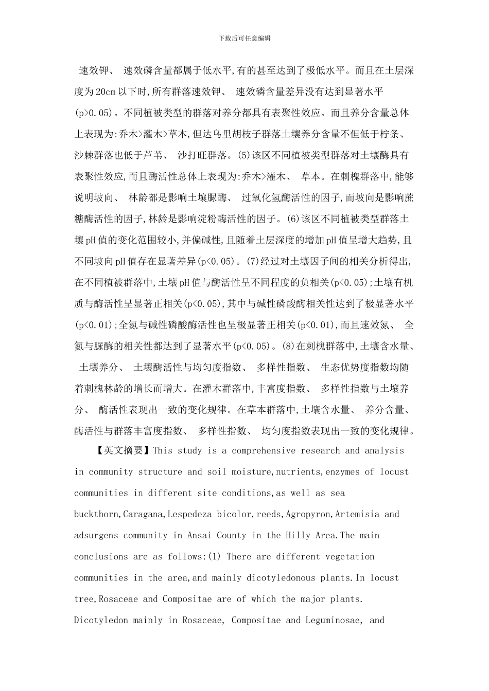 陕北黄土丘陵区论文陕北黄土丘陵区不同植被类型群落结构和土壤性质研究样本_第2页