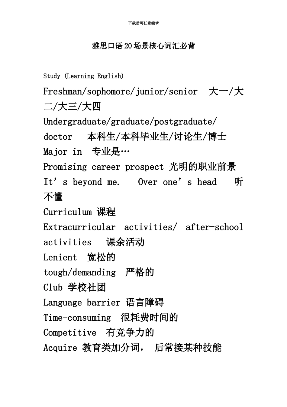 雅思口语20场景核心词汇_第2页