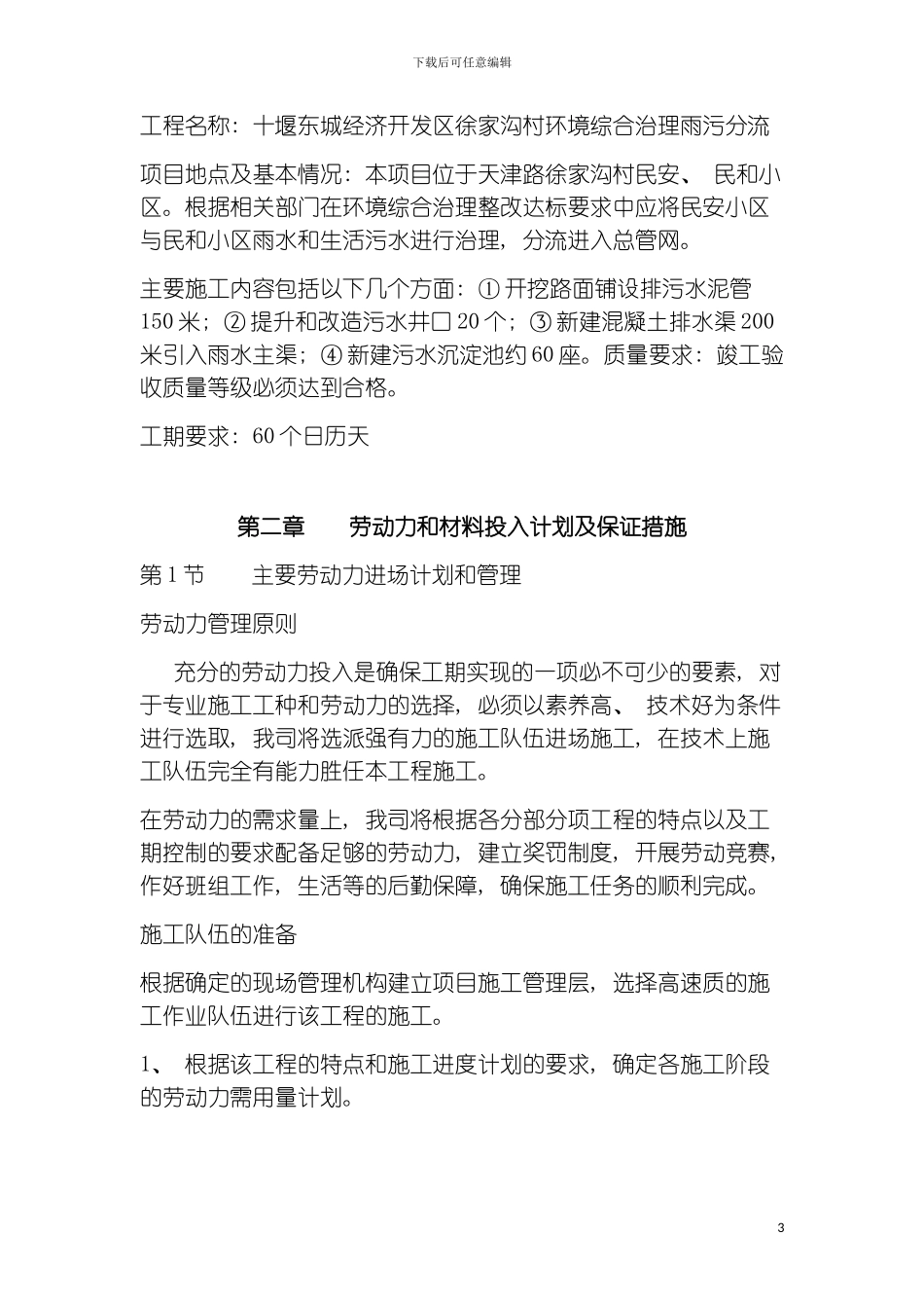 雨污分流项目施工组织设计模板_第3页