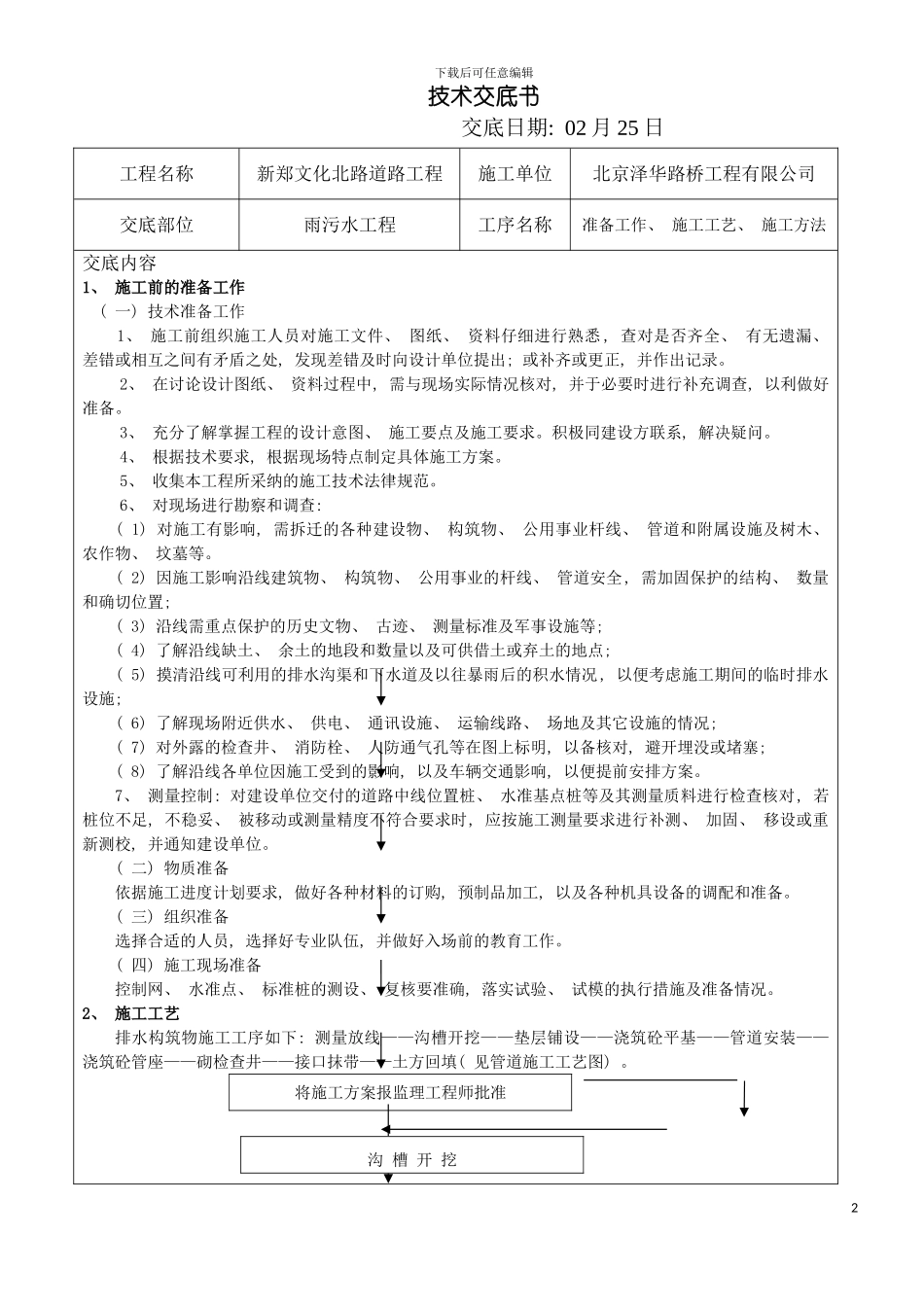 雨污水施工技术交底模板_第2页