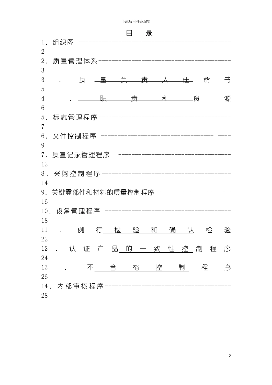 雷爵动力质量手册模板_第2页