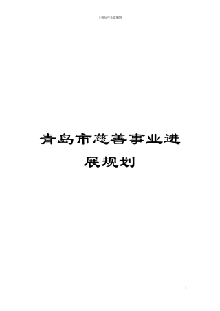 青岛市慈善事业发展规划模板