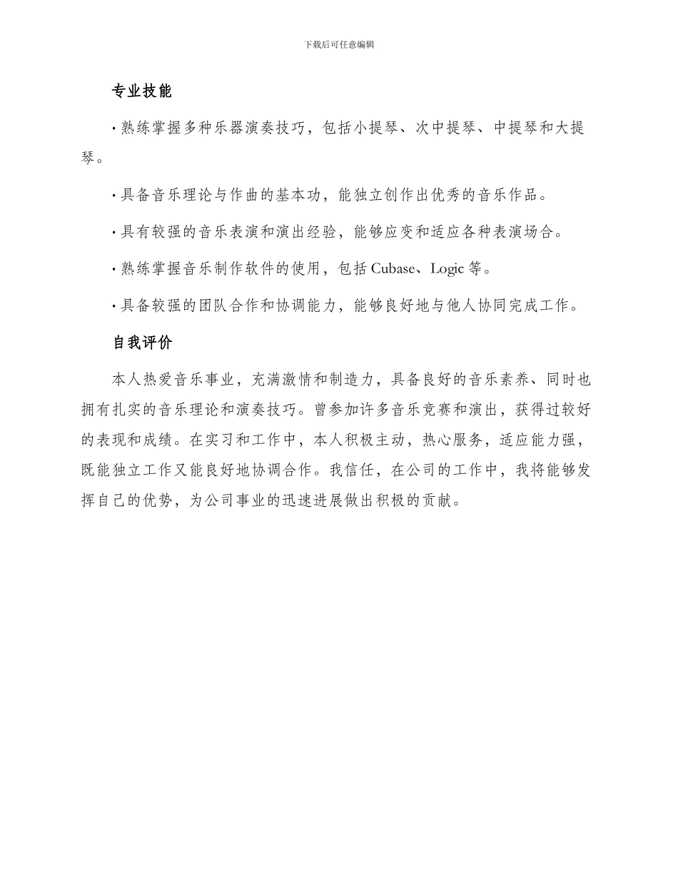 音乐类岗位工作简历_第3页