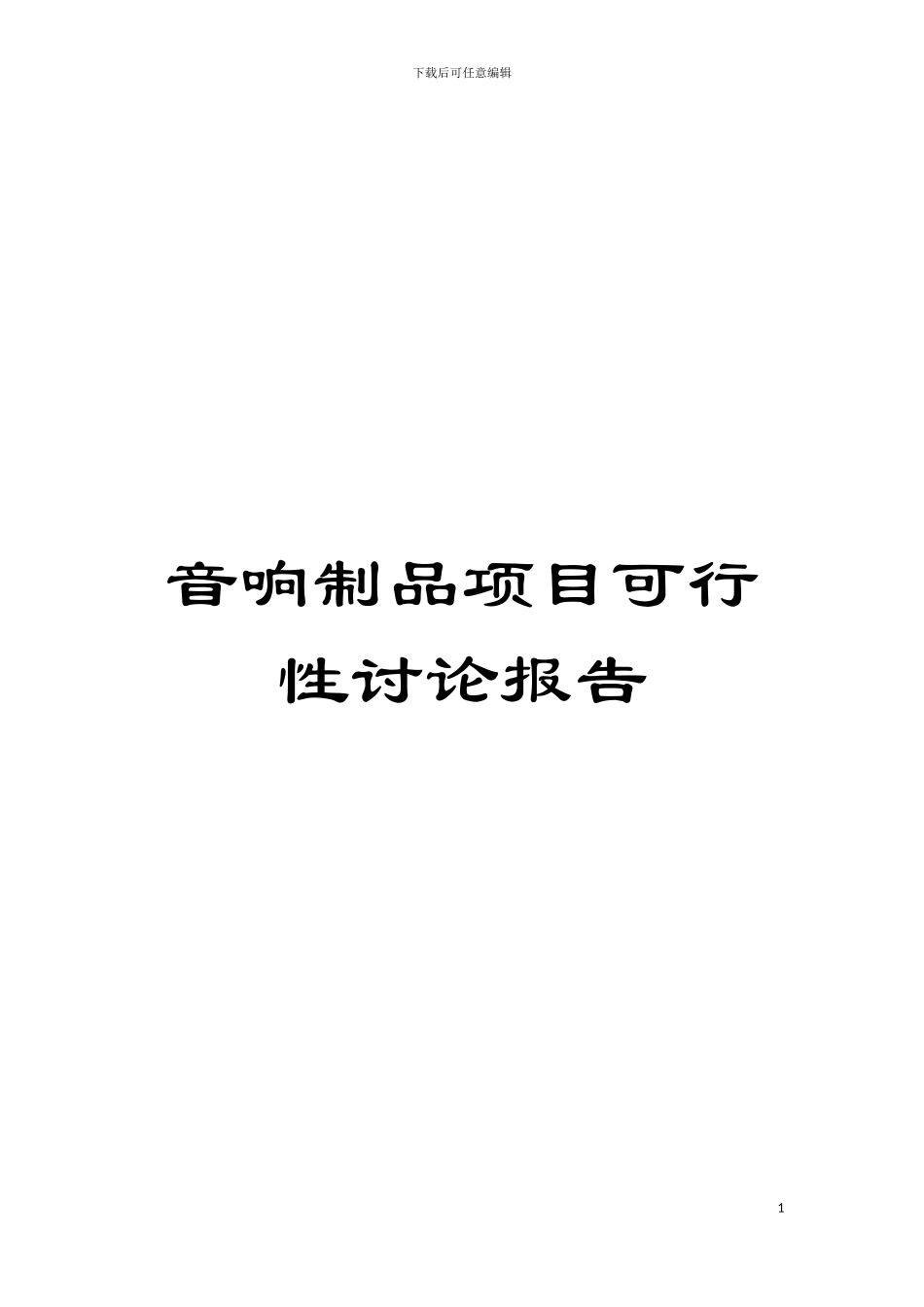 音响制品项目可行性研究报告模板_第1页