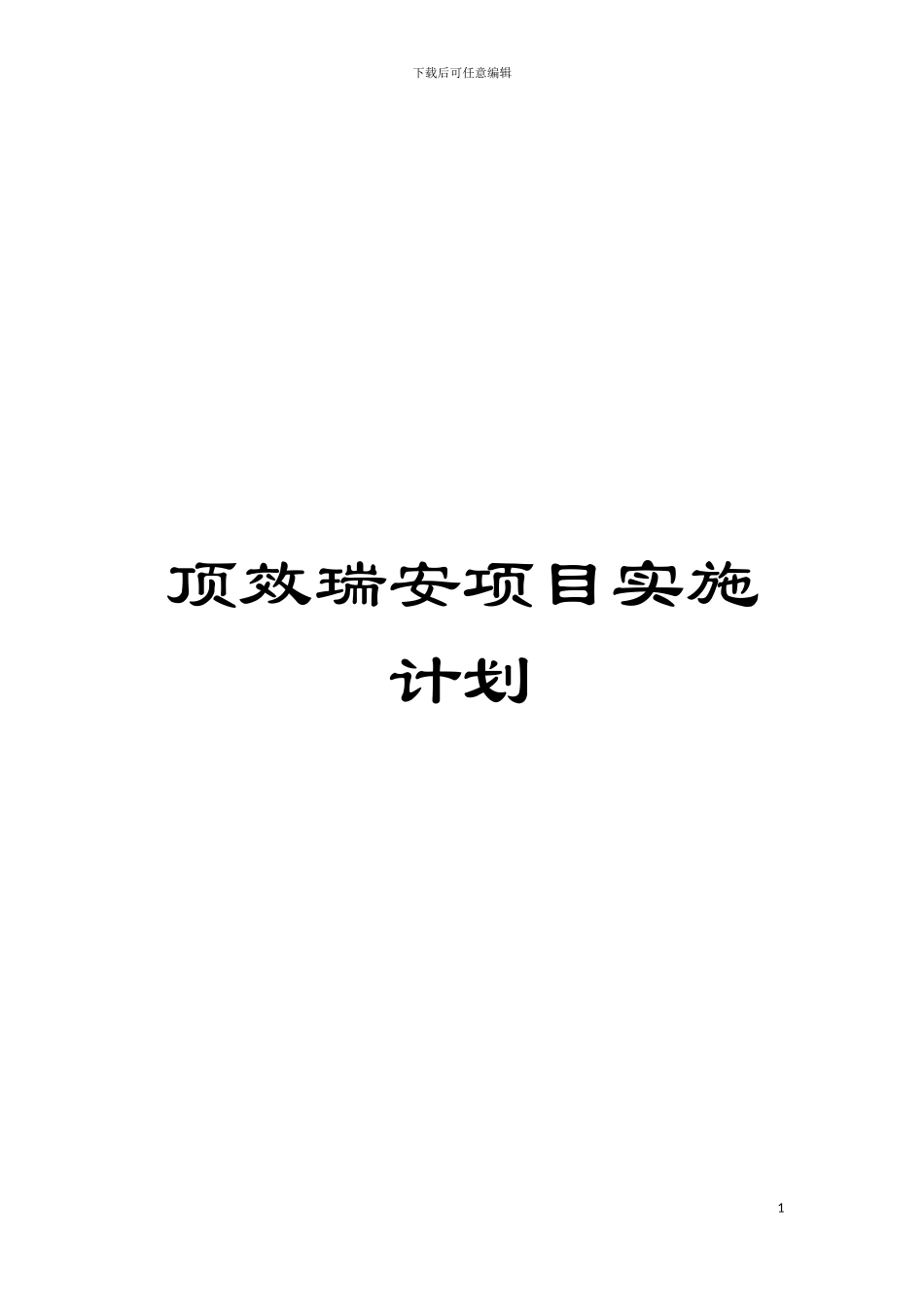 顶效瑞安项目实施计划模板_第1页
