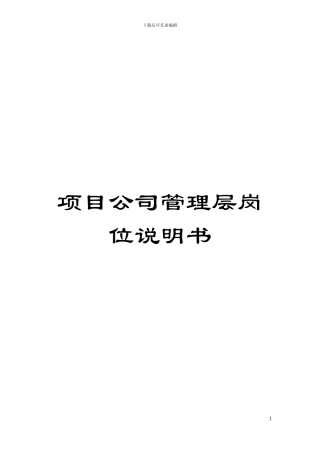 项目公司管理层岗位说明书模板