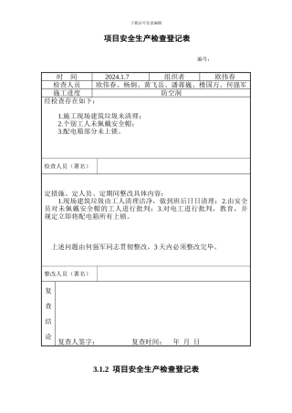 项目安全生产检查记录表