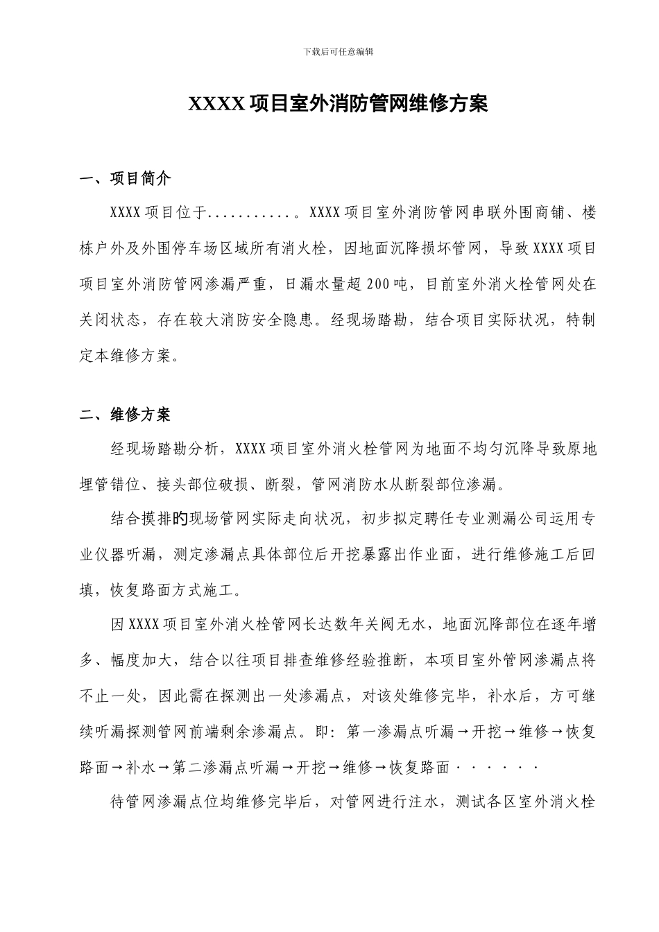 项目室外消防管网维修方案_第1页