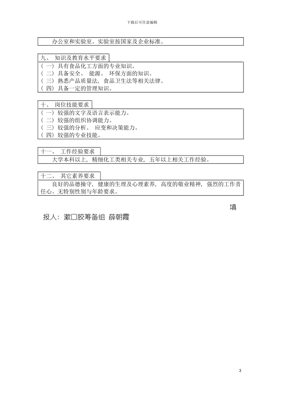 项目技术负责人岗位说明书模板_第3页