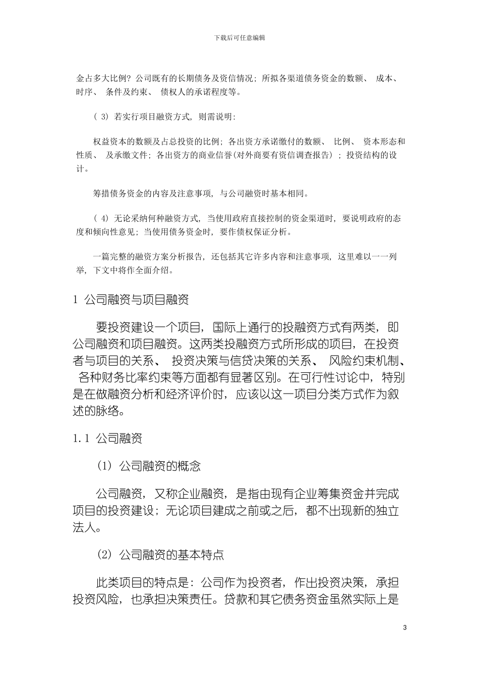 项目投资的资金来源及融资方案分析模板_第3页