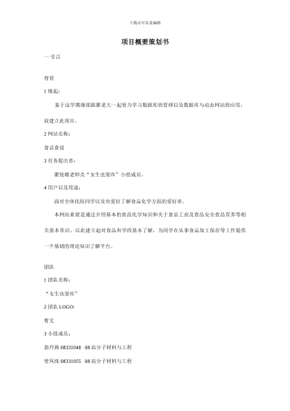 项目概要策划书