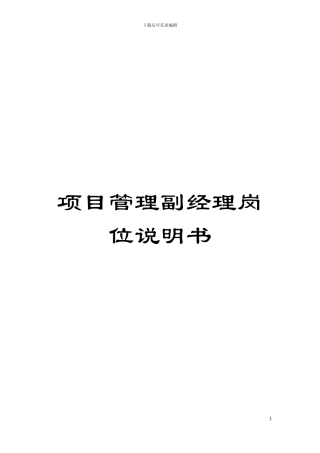 项目管理副经理岗位说明书模板