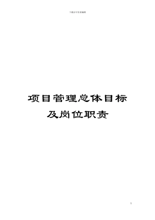 项目管理总体目标及岗位职责模板