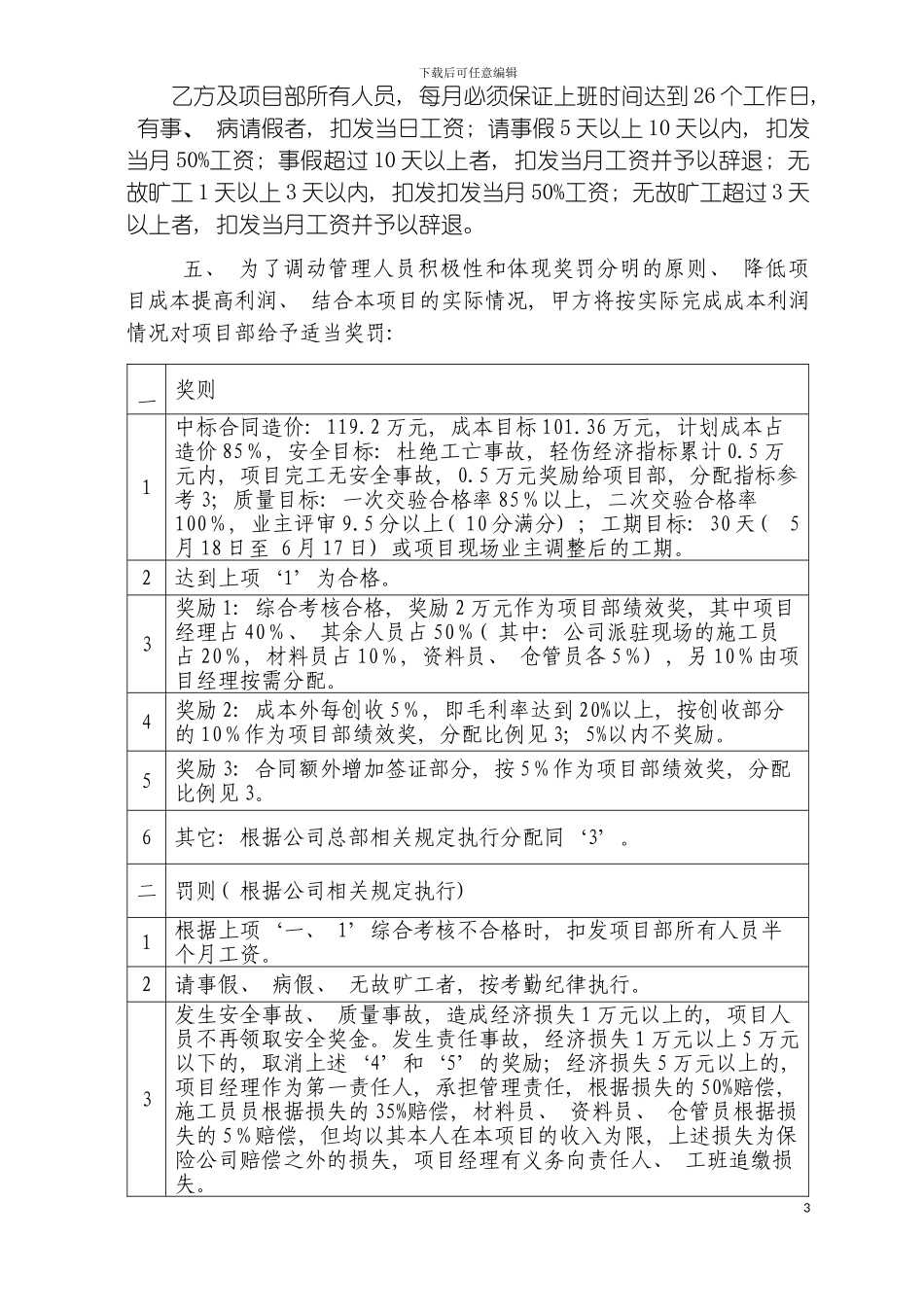 项目管理责任书修改模板_第3页