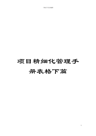 项目精细化管理手册表格下篇模板