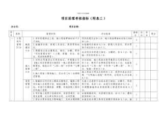 项目经理考核指标附表三