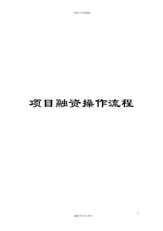 项目融资操作流程