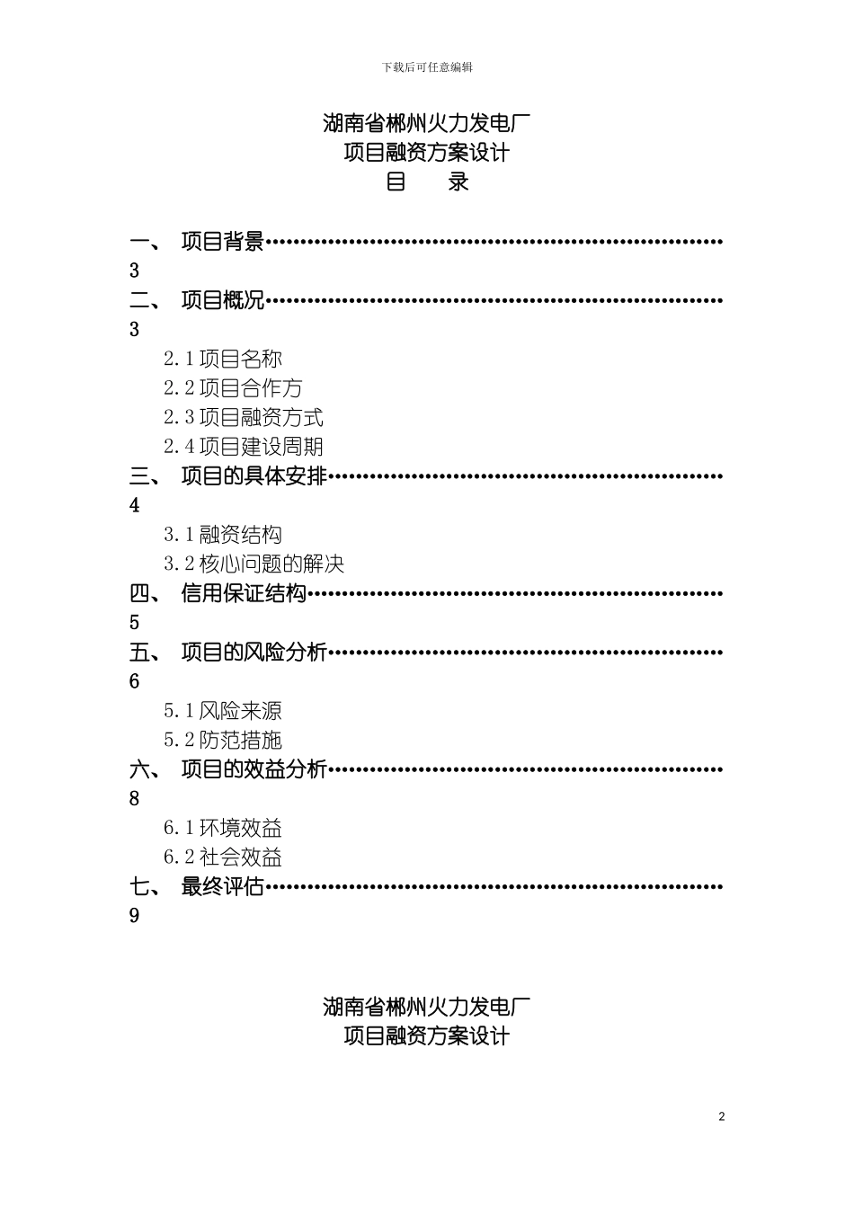 项目融资方案设计模板_第2页