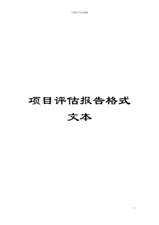 项目评估报告格式文本模板