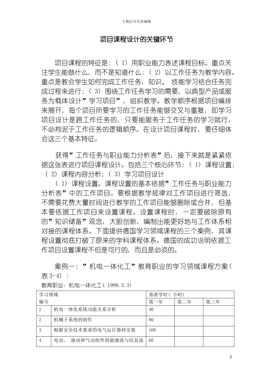 项目课程设计的关键环节模板_第2页