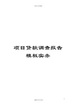 项目贷款调查报告模板实务