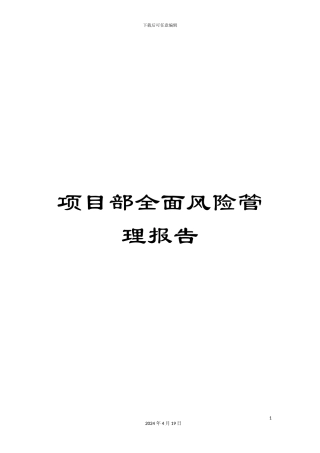 项目部全面风险管理报告