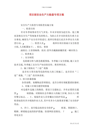 项目部安全生产大检查专项方案