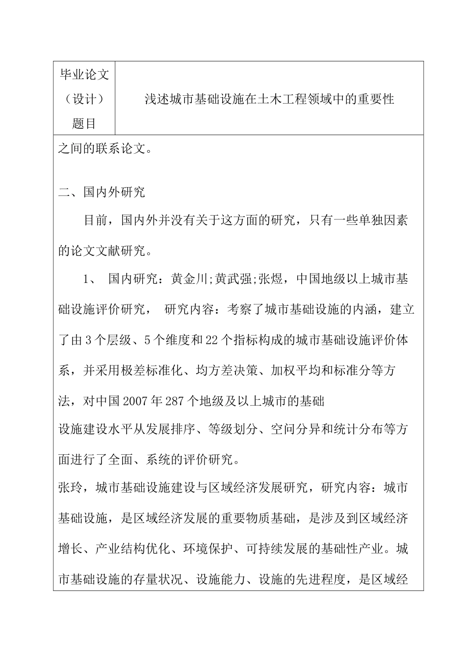 浅述城市基础设施在土木工程领域中的重要性分析研究 开题报告_第3页