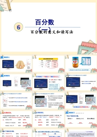 人教版六年级上册数学-2024-2025学年度-6.1百分数的意义和读写法 教学课件