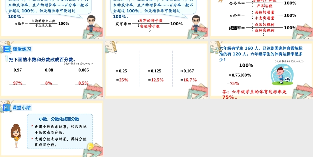 人教版六年级上册数学-2024-2025学年度-6.2生活中的各种百分率的意义和求法 教学课件