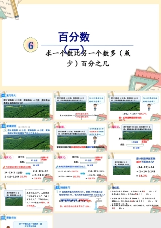 人教版六年级上册数学-2024-2025学年度-6.4求一个数比另一个数多（或少）百分之几 教学课件