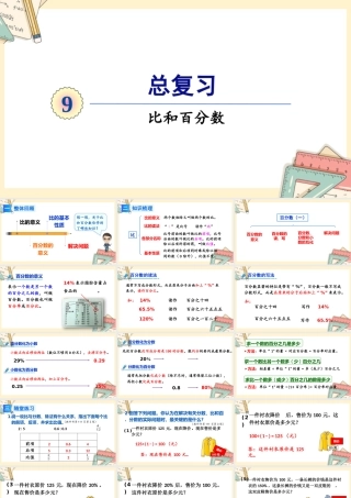 人教版六年级上册数学-2024-2025学年度-总复习-第2课时 比和百分数 教学课件