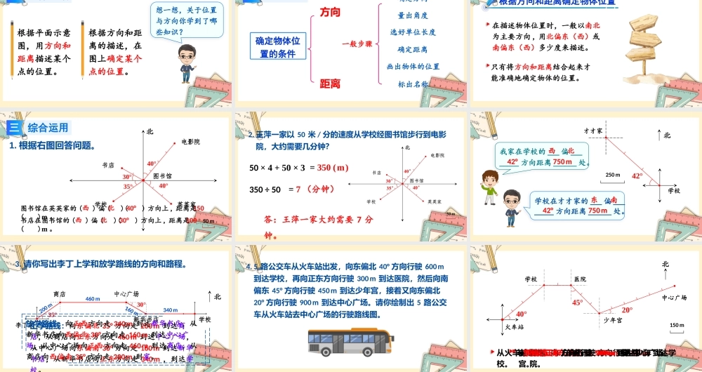 人教版六年级上册数学-2024-2025学年度-总复习-第3课时 位置与方向 教学课件