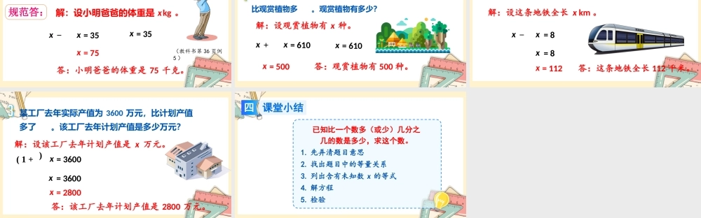人教版六年级上册数学-2024-2025学年度-3.2.5已知比一个数多（或少）几分之几的数，求这个数 教学课件