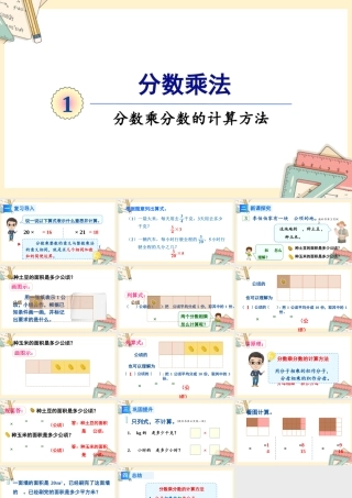 人教版六年级上册数学-2024-2025学年度-第一单元 第3课时 分数乘分数的计算方法 教学课件