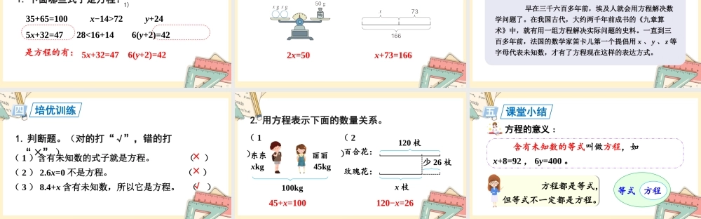 人教五上数学-2024-2025学年度-5.2.1方程的意义 教学课件