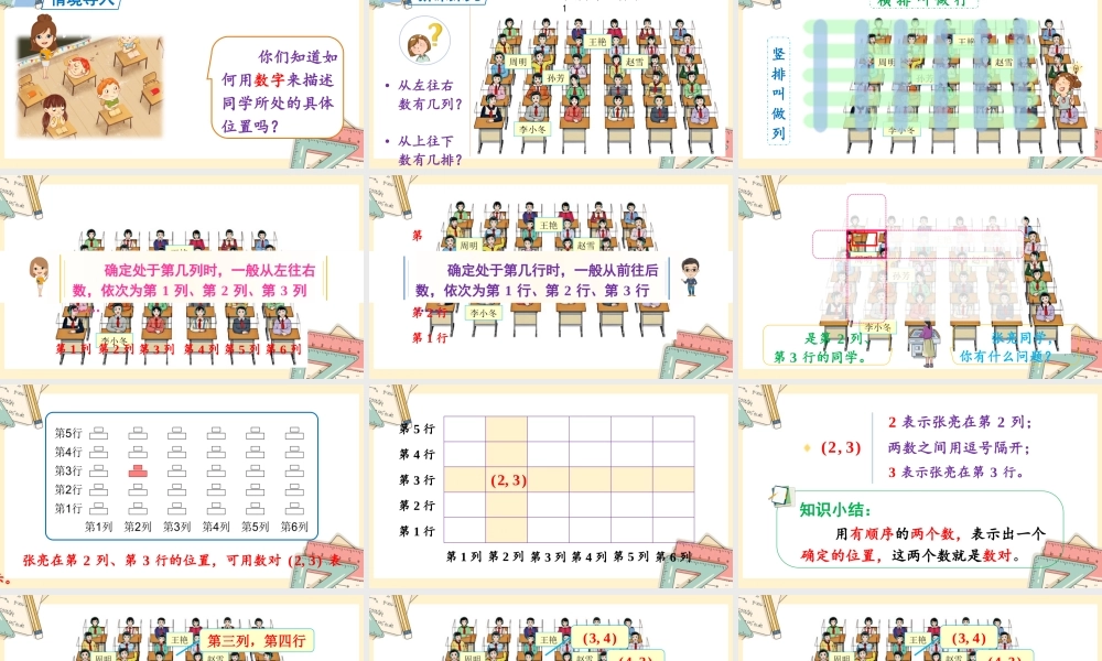 人教五上数学-2024-2025学年度-第二单元 第1课时 用数对表示物体的具体位置 教学课件