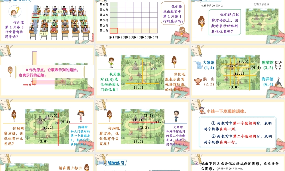 人教五上数学-2024-2025学年度-第二单元 第2课时 在方格纸上用数对确定物体的位置 教学课件